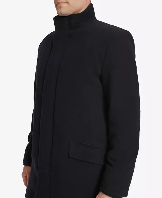 Men's Full-Zip Stand-Collar Car Coat - Navy - 4
