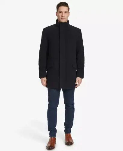 Men's Full-Zip Stand-Collar Car Coat - Navy - 6