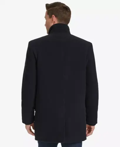Men's Full-Zip Stand-Collar Car Coat - Navy - 7