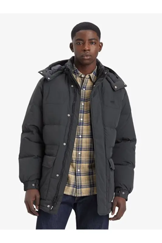 Men's Functional Rockridge Black Puffer Long Coat - A8559-000 - 5