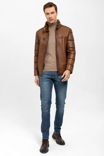Men's Fur Coat Brown An-7254 - DERIDERIM