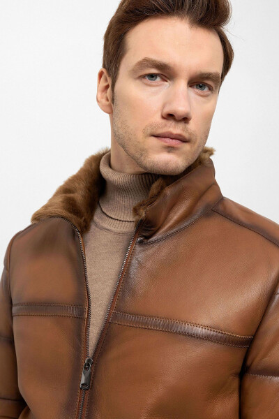 Men's Fur Coat Brown An-7254 - 13