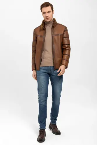Men's Fur Coat Brown An-7254 - DERIDERIM (1)