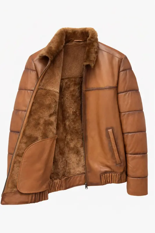 Men's Fur Coat Brown An-7254 - 6