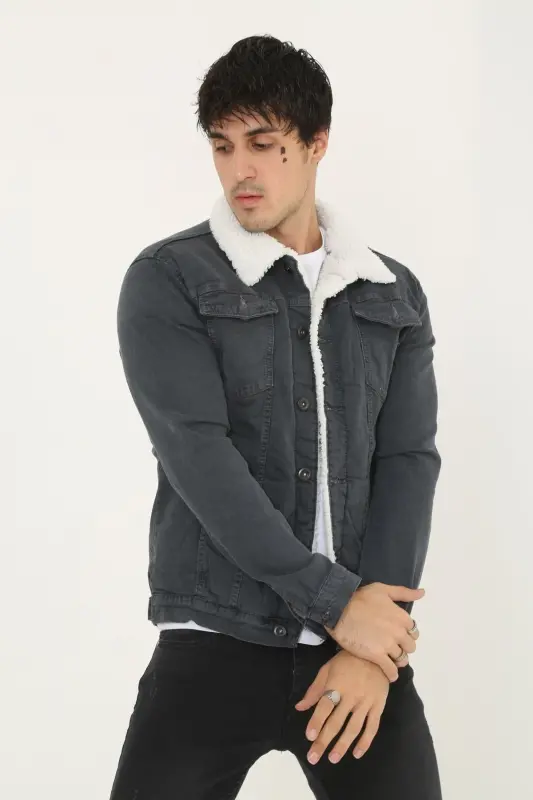 Men's fur-lined denim jacket - COMSTAR