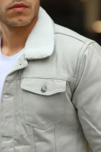 Men's Fur Lined Denim Jacket-A.GRY - COMSTAR (1)