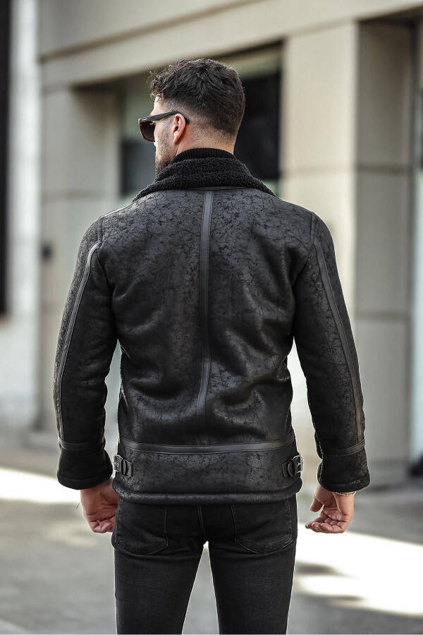 Men's Fur-Lined Suede Leather Jacket - 14