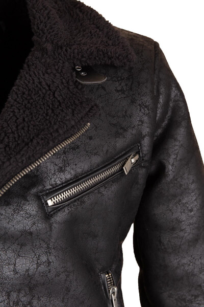 Men's Fur-Lined Suede Leather Jacket - 6