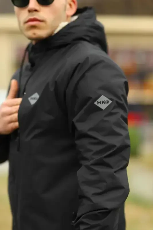 Men's Fur Lined Waterproof Hooded Pocket Raincoat - 2