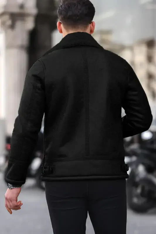 Men's fur suede leather jacket - 4