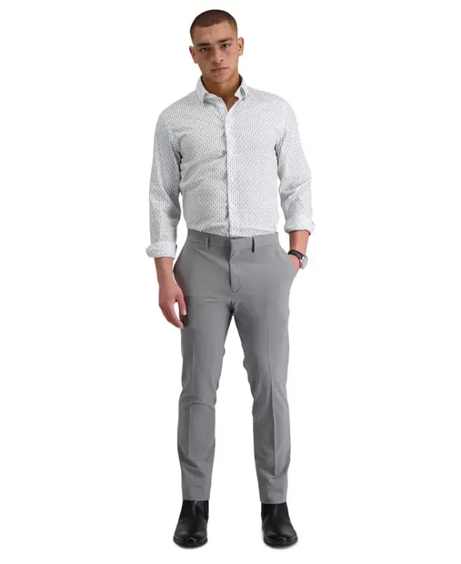 Men's Gabardine Skinny/Extra-Slim Fit Performance Stretch Flat-Front Dress Pants - 1