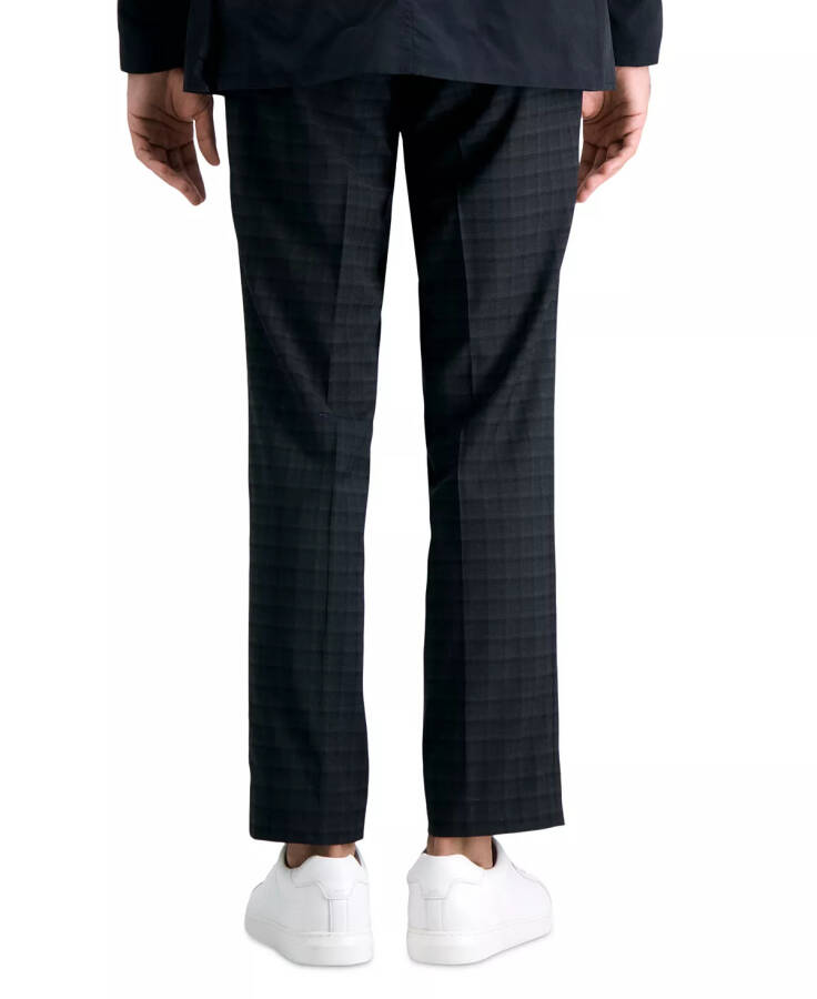 Men's Gabardine Skinny/Extra-Slim Fit Performance Stretch Flat-Front Dress Pants Black Plaid - 3