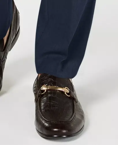 Men's Gabardine Skinny/Extra-Slim Fit Performance Stretch Flat-Front Dress Pants-Blue - 5