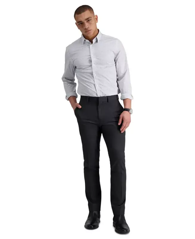 Men's Gabardine Skinny/Extra-Slim Fit Performance Stretch Flat-Front Dress Pants - Charcoal - 1