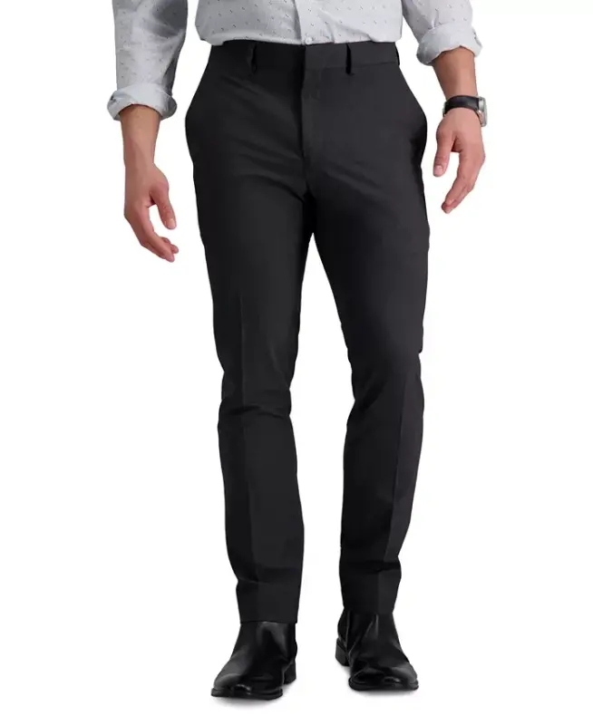 Men's Gabardine Skinny/Extra-Slim Fit Performance Stretch Flat-Front Dress Pants - Charcoal - 2