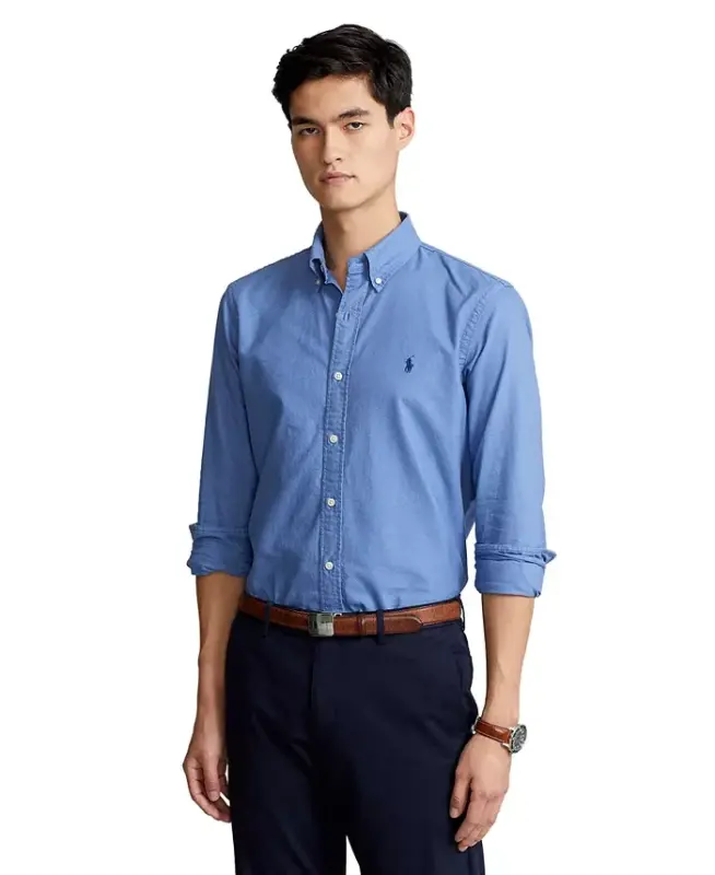Men's Garment-Dyed Oxford Shirt-Bastille Blue - 1