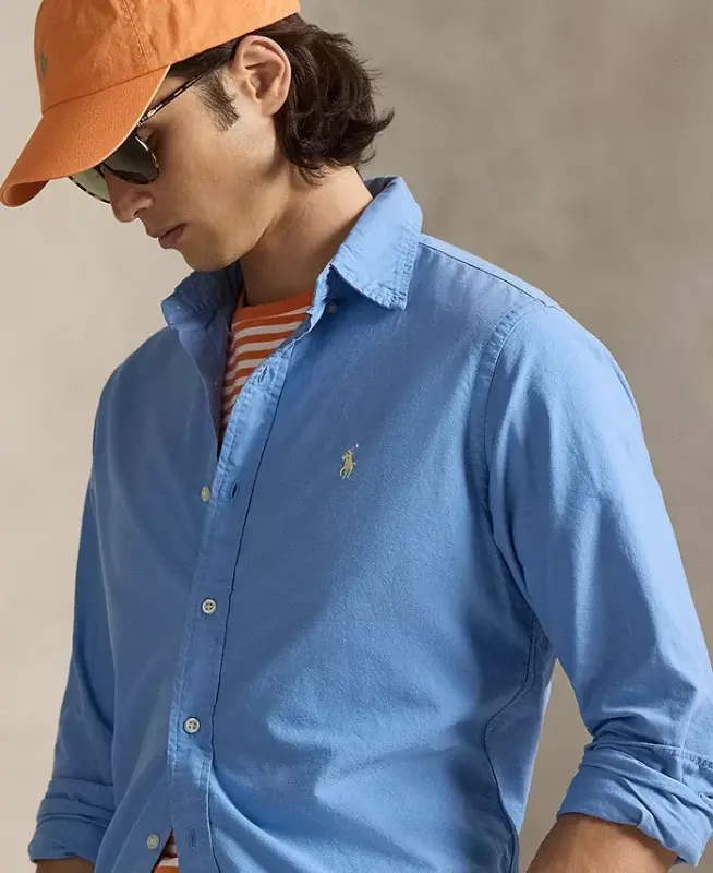Men's Garment-Dyed Oxford Shirt - Bristol Blue - 3