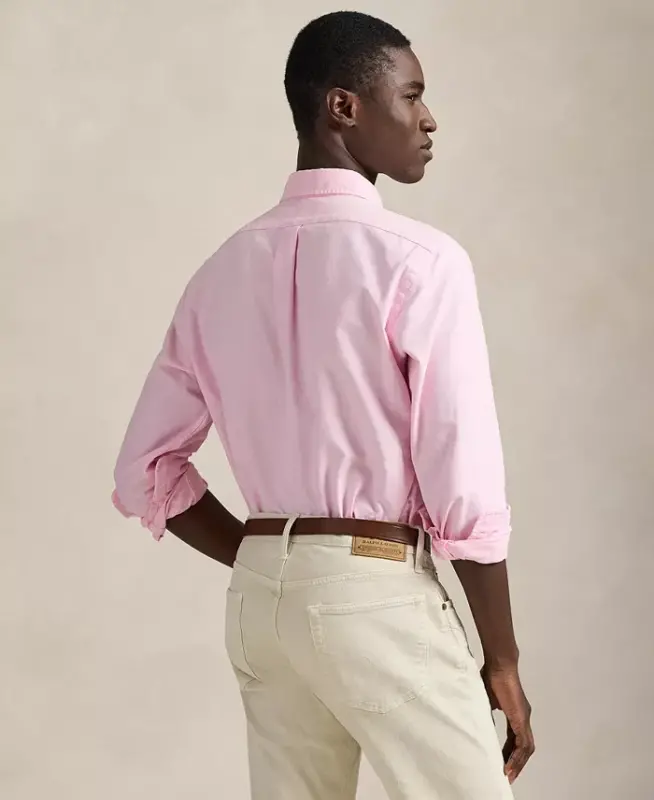 Men's Garment-Dyed Oxford Shirt - Carmel Pink - 3