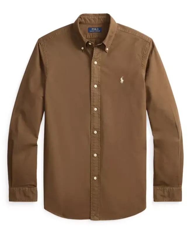 Men's Garment-Dyed Oxford Shirt - Chestnut - 5