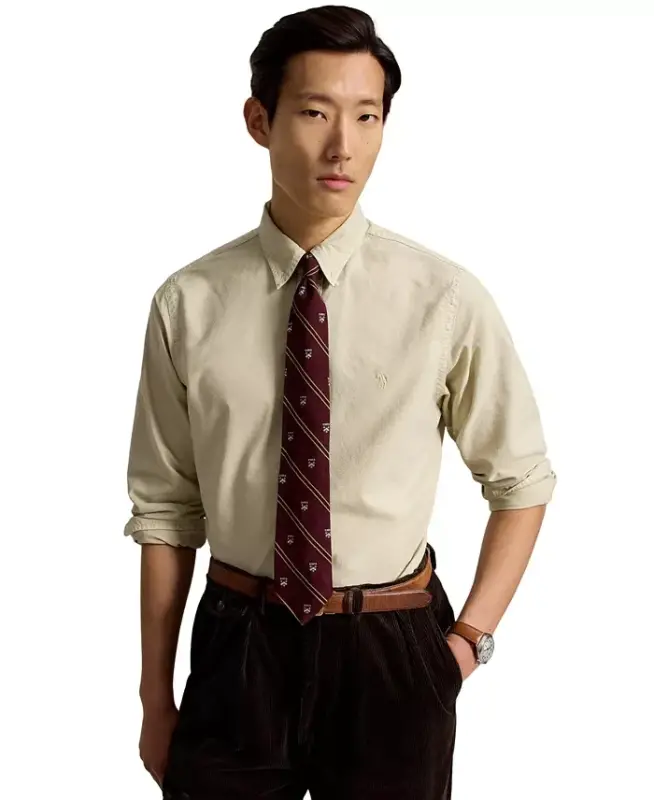 Men's Garment-Dyed Oxford Shirt - Classic Stone - POLO RALPH LAUREN