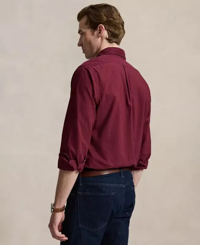 Men's Garment-Dyed Oxford Shirt - Classic Wine - POLO RALPH LAUREN