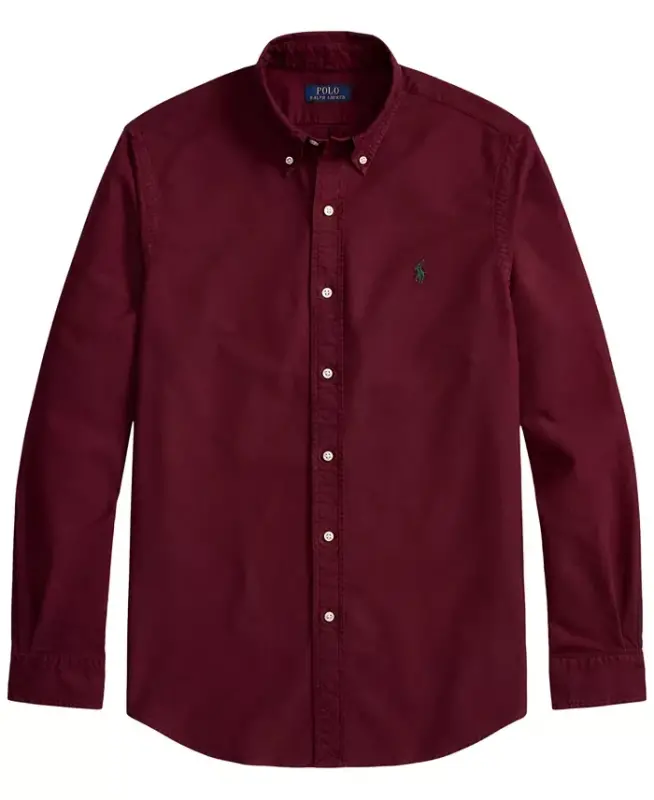 Men's Garment-Dyed Oxford Shirt - Classic Wine - 2