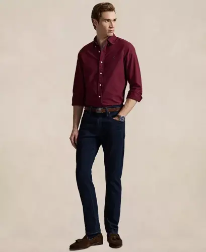 Men's Garment-Dyed Oxford Shirt - Classic Wine - 5