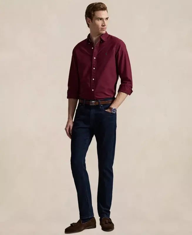 Men's Garment-Dyed Oxford Shirt - Classic Wine - 5