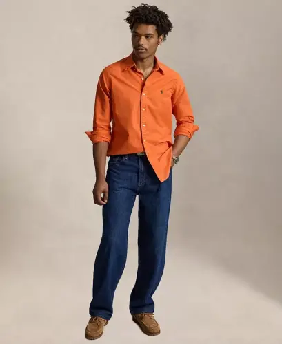 Men's Garment-Dyed Oxford Shirt - Colleage Orange - POLO RALPH LAUREN (1)