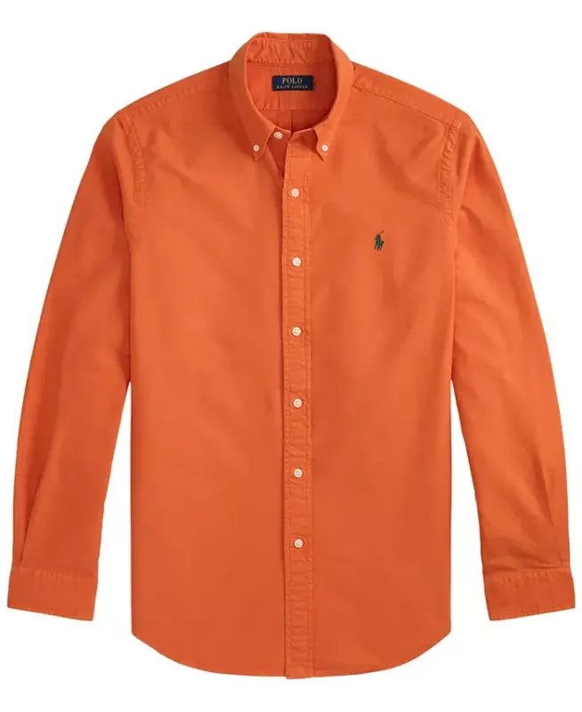 Men's Garment-Dyed Oxford Shirt - Colleage Orange - 3
