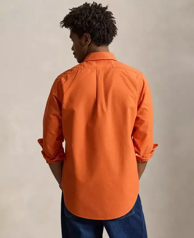 Men's Garment-Dyed Oxford Shirt - Colleage Orange - 4