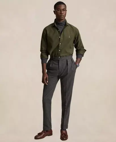 Men's Garment-Dyed Oxford Shirt - Company Olive - 4