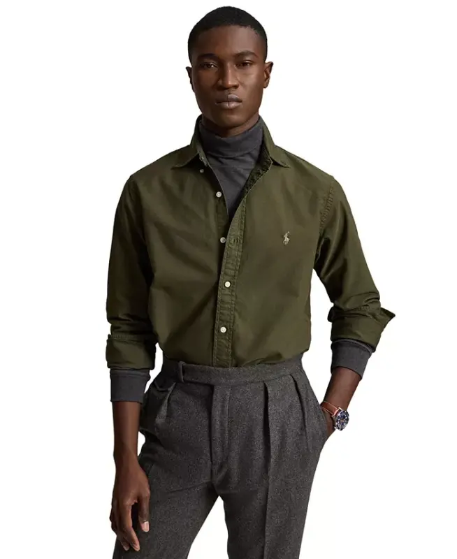Men's Garment-Dyed Oxford Shirt - Company Olive - 5