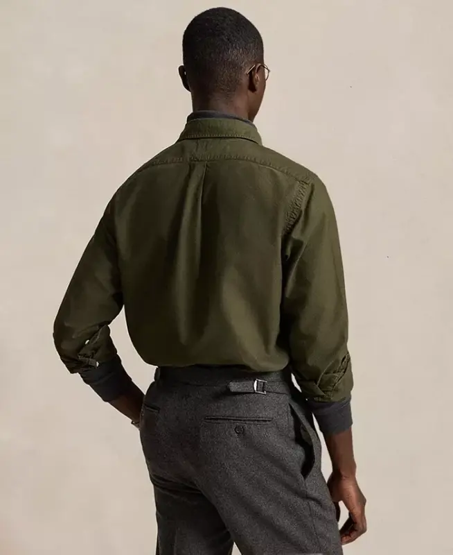 Men's Garment-Dyed Oxford Shirt - Company Olive - POLO RALPH LAUREN