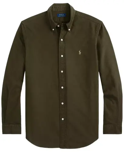 Men's Garment-Dyed Oxford Shirt - Company Olive - POLO RALPH LAUREN (1)
