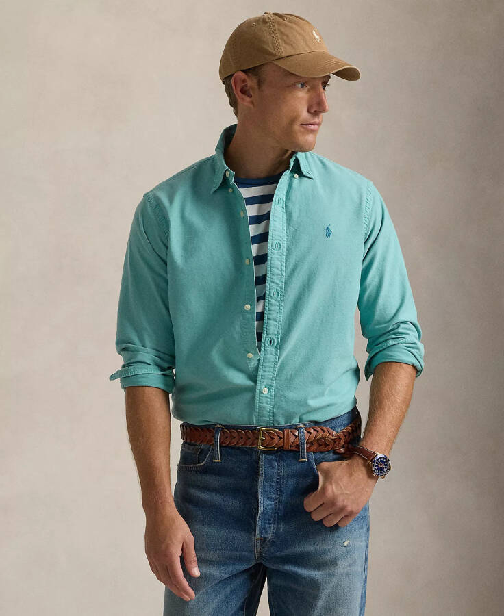 Men's Garment-Dyed Oxford Shirt Deep Seafoam - 1