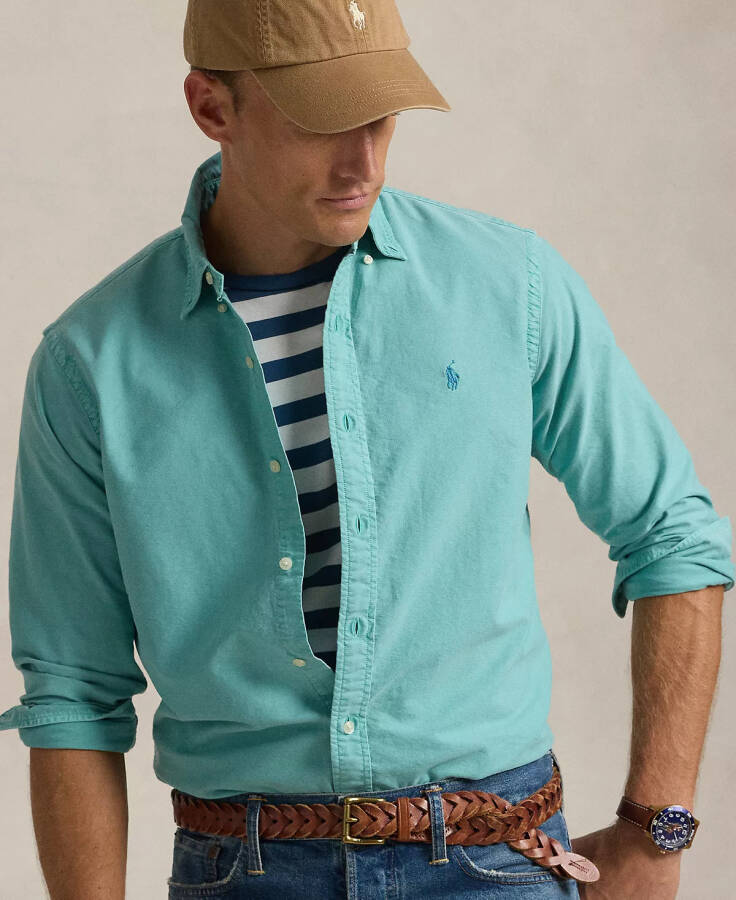 Men's Garment-Dyed Oxford Shirt Deep Seafoam - 3