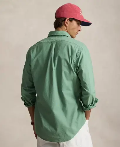 Men's Garment-Dyed Oxford Shirt - Faded Mint - 4