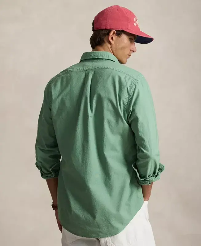 Men's Garment-Dyed Oxford Shirt - Faded Mint - 4