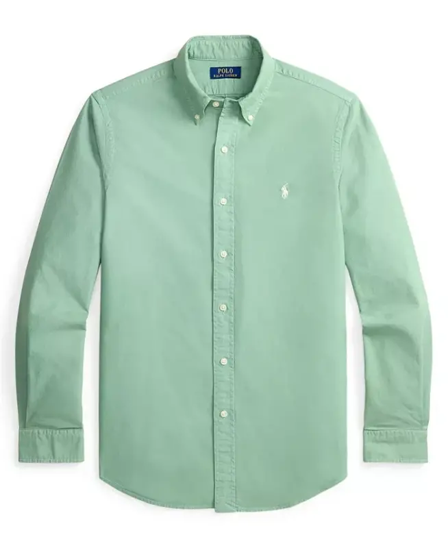 Men's Garment-Dyed Oxford Shirt - Faded Mint - 5