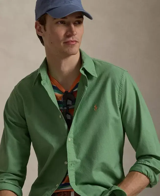 Men's Garment-Dyed Oxford Shirt - Garden Trail - 3