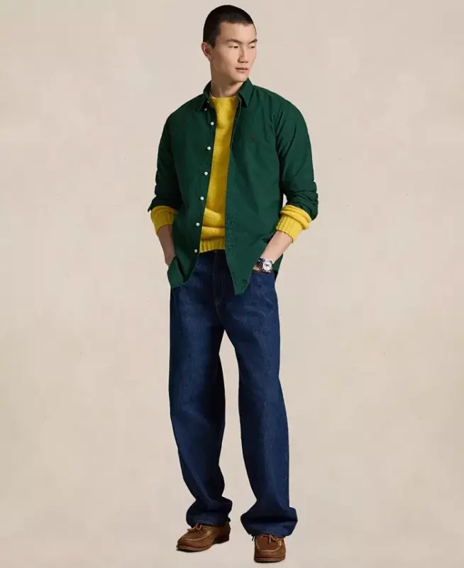Men's Garment-Dyed Oxford Shirt - Moss Agate - 1
