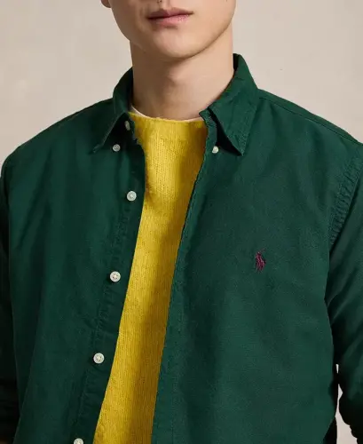 Men's Garment-Dyed Oxford Shirt - Moss Agate - 4