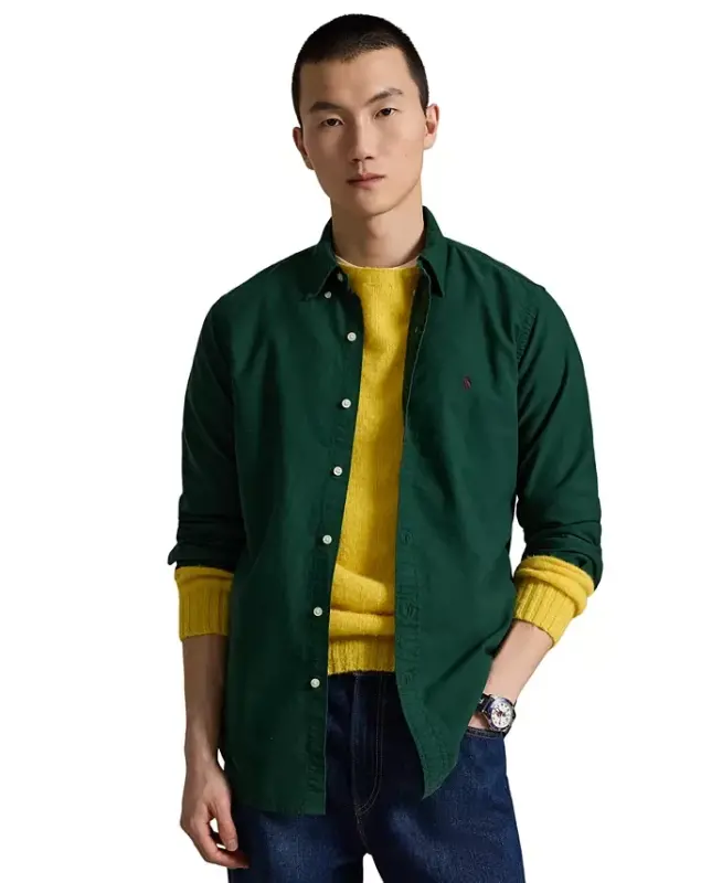 Men's Garment-Dyed Oxford Shirt - Moss Agate - 5
