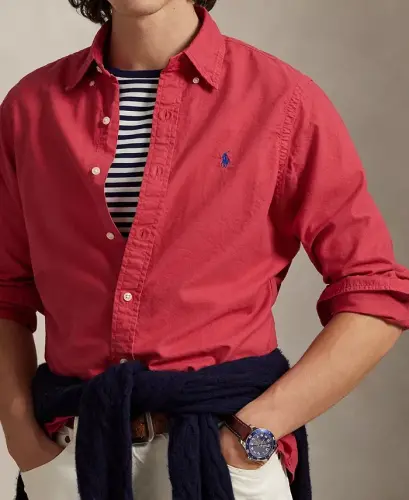 Men's Garment-Dyed Oxford Shirt - Nantucket Red - 3