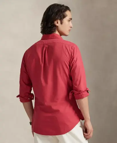 Men's Garment-Dyed Oxford Shirt - Nantucket Red - 4