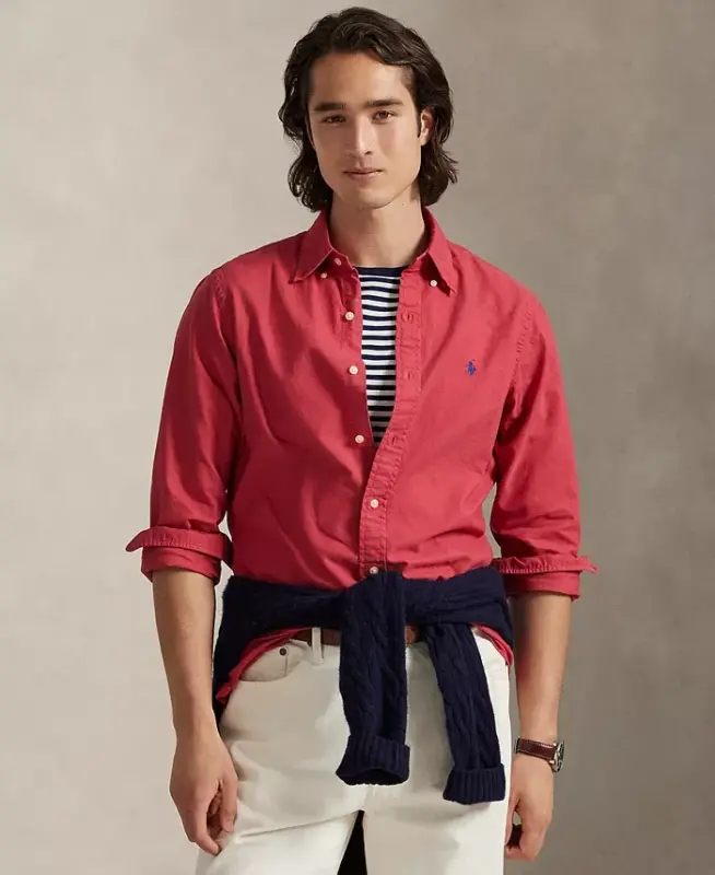 Men's Garment-Dyed Oxford Shirt - Nantucket Red - POLO RALPH LAUREN