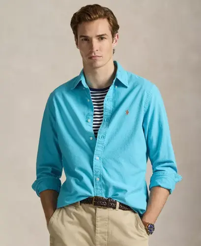 Men's Garment-Dyed Oxford Shirt - Perfect Turquoise 