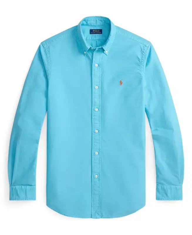 Men's Garment-Dyed Oxford Shirt - Perfect Turquoise - 5