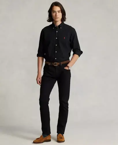 Men's Garment-Dyed Oxford Shirt-Polo Black - POLO RALPH LAUREN (1)